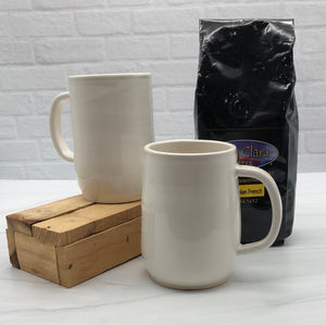 New Design! Mugs in White Stoneware