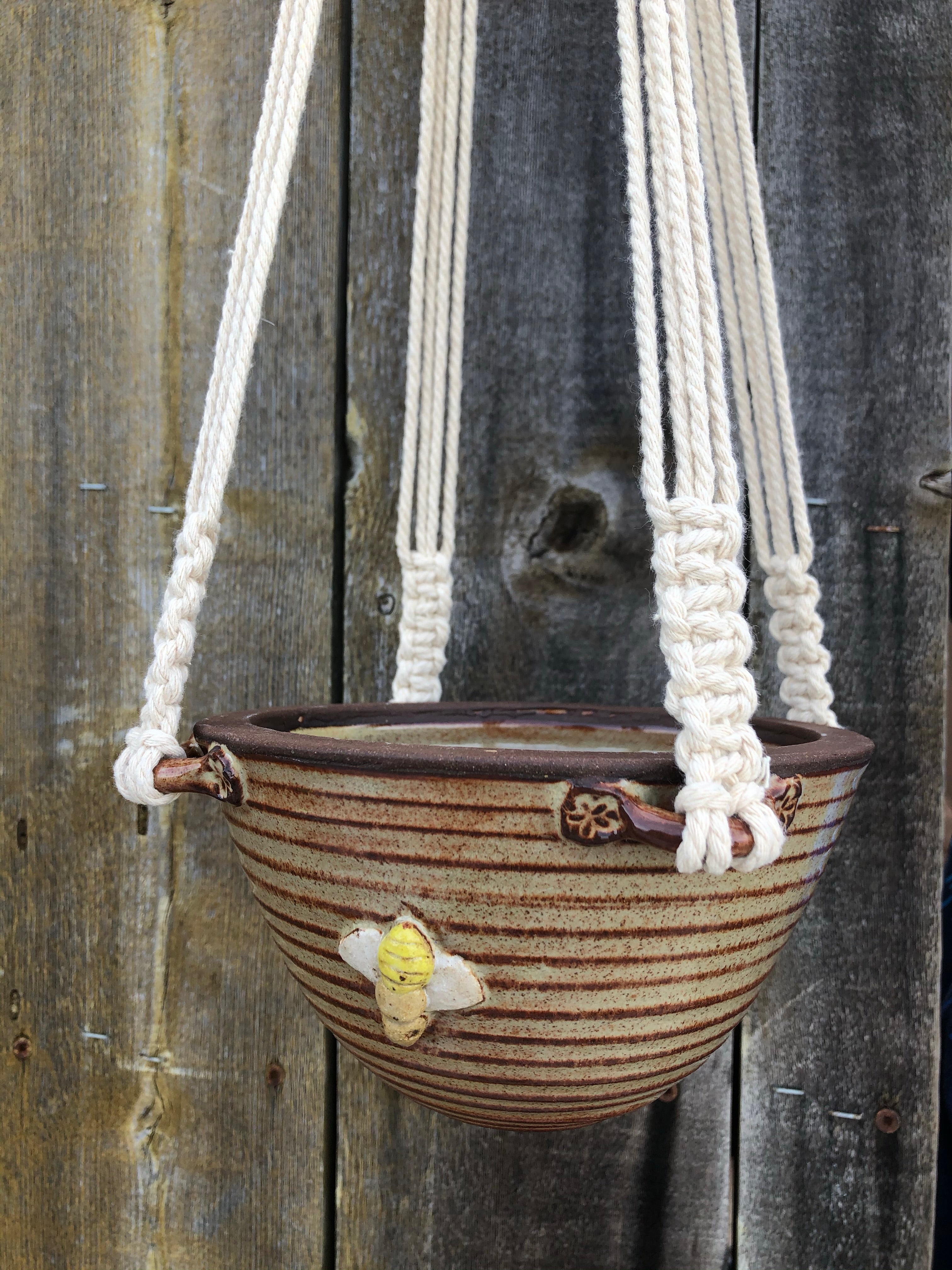 bee hanging planter Macrame Hanging Planter