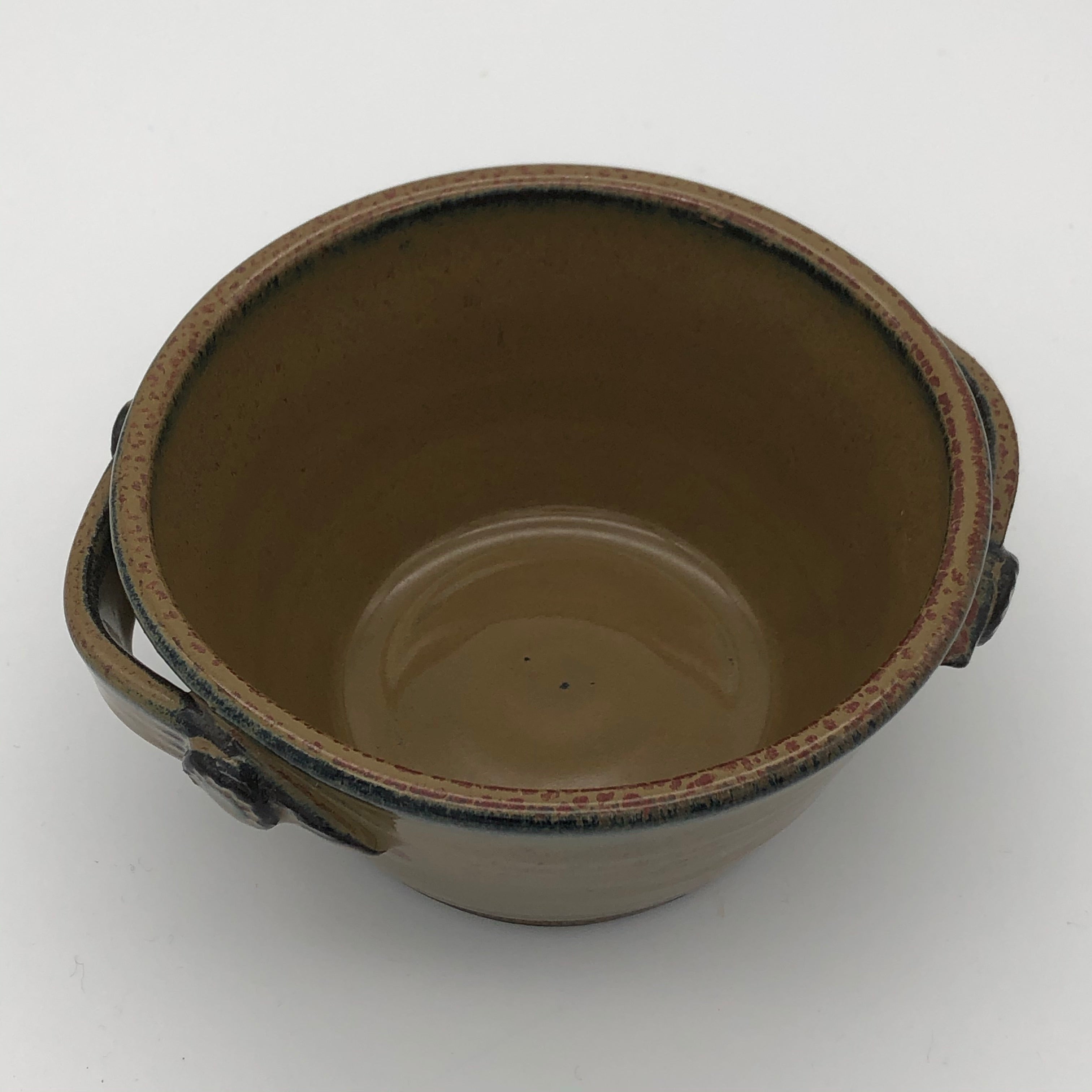 Small bowl with handles in Cola Green