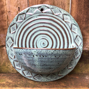 round wall hanging planter Round Wall Hanging Planter in Blue Green – S.Marotta Pottery