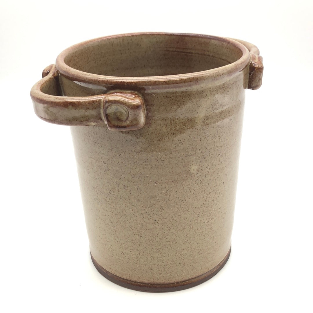 Utensil Holder in Brown Stoneware